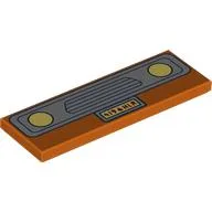 Tile 2 x 6 with Light Bluish Grey Car Grill, Bright Light Yellow Headlights, License Plate Print / Reddish Orange