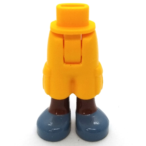 Lego Minidoll Hips and Cargo Pants with Reddish Brown Legs and Sand Blue Sandals Print [Thick Hinge] / Bright Light Orange