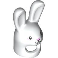Lego Costume / Mask, Rabbit / Bunny Ears and Nose with Face print / White
