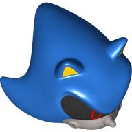 Lego Minifig Head Special, Metal Sonic with Black/Red Eyes, Silver Nose print / Blue