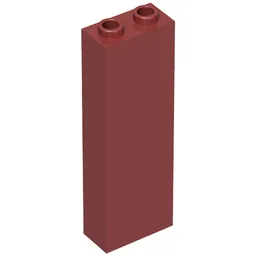 Brick 1 x 2 x 5 with Blocked Open Studs and Bottom Stud Holder with Asymmetric Ridges / Dark Red