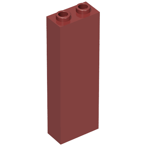 Lego Brick 1 x 2 x 5 with Blocked Open Studs and Bottom Stud Holder with Asymmetric Ridges / Dark Red