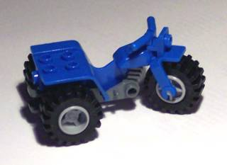 Lego Tricycle with Dark Bluish Gray Chassis and Light Bluish Gray Wheels - Notched Holes on Rear Wheels