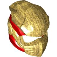 Lego Helmet, Ninja with Wraps Red Pattern / Pearl Gold
