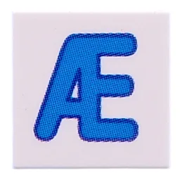 Tile 2 x 2 with Blue 'Æ' Print / White