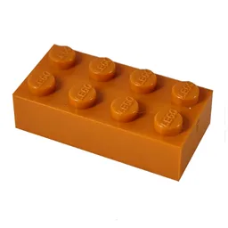 Modulex Brick 2 x 4 with LEGO on Studs / Modulex Orange