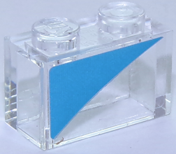 Lego Brick 1 x 2 without Bottom Tube with Dark Azure Triangle Pattern Model Right Side (Sticker) - Set 40252