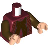 Lego Torso Robe, Dark Brown Under Shirt print, Dark Brown Arms, Light Nougat Hands / Dark Red