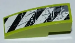 Slope, Curved 3 x 1 with Black and White Danger Stripes, Splatters and Scratches Pattern Model Left Side (Sticker) - Set 8708