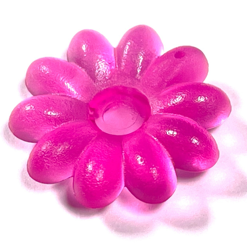 Lego Clikits Icon, Flower 2 x 2 Large, 10 Petals with Pin [Frosted] / Trans-Dark Pink