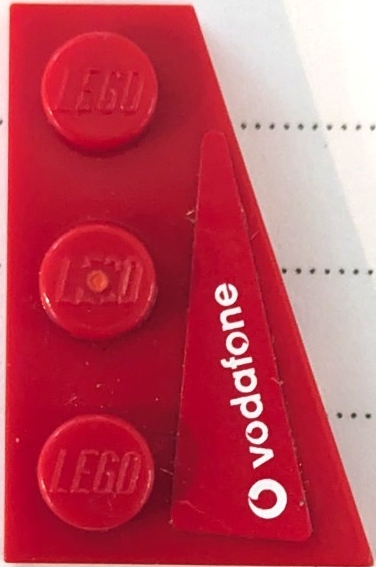 Lego Wedge, Plate 3 x 2 Right with White Vodafone Logo Pattern (Sticker) - Set 8142-1