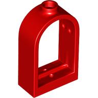 Lego Window 1 x 2 x 2 2/3 with Rounded Top / Red