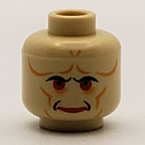 Lego Minifig Head Bib Fortuna, Red Lines, Red Eyes and Lips Print [Blocked Open Stud] / Tan