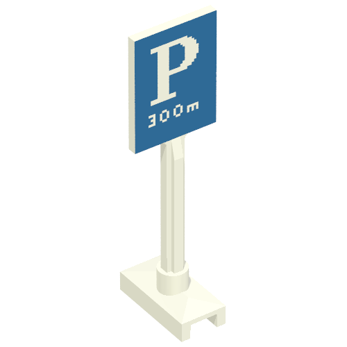 Lego Road Sign Square Tall with Parking 'P' and '300m' Print