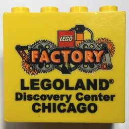 Brick 2 x 4 x 3 with 'LEGOLAND Discovery Center CHICAGO FACTORY' Print / Yellow
