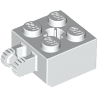 Lego Hinge Brick 2 x 2 Locking with 2 Fingers Vertical and Axle Hole, 9 Teeth / White