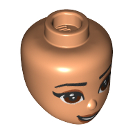 Lego Minidoll Head with Eyelashes,, Brown Eyes, Brown Lips (Jasmine) / Nougat
