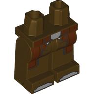 Lego Hips and Dark Brown Legs with Reddish Brown Coattail, Silver Buckle, Toes print / Dark Brown