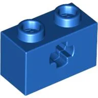 Technic Brick 1 x 2 with Axle Hole Type 1 [+ Opening] and Bottom Pin / Blue