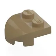 Brick Wedged, Rounded 2 x 2 with Curved Front, 2 Studs / Dark Tan