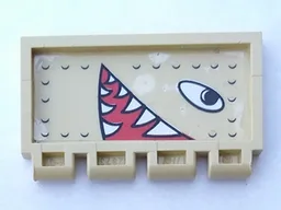 Hinge Train Gate 2 x 4 with Eyes and Open Mouth with Pointed Teeth Facing Right Pattern (Sticker) - Sets 2879 / 5909 / 5948