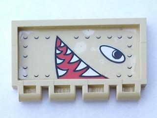 Lego Hinge Train Gate 2 x 4 with Eyes and Open Mouth with Pointed Teeth Facing Right Pattern (Sticker) - Sets 2879 / 5909 / 5948