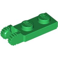 Lego Hinge Plate 1 x 2 Locking with 2 Fingers On End, with Groove, 9 Teeth / Green