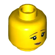 Minifig Head, Brown Eyebrows, Peach Lips, Pensive Smile / Scared Print / Yellow