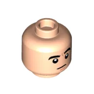 Minifig Head Ryan Howard, Thick Eyebrows, Neutral / Mean Smile with Stubble Print / Light Nougat