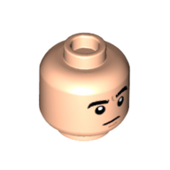 Lego Minifig Head Ryan Howard, Thick Eyebrows, Neutral / Mean Smile with Stubble print / Light Nougat