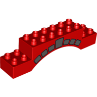 Lego Duplo Brick 2 x 10 x 2 Arch with Dark Bluish Grey Stone Arch Print / Red