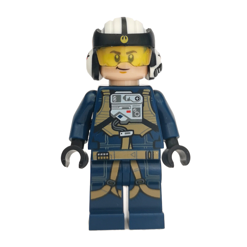 Lego Rebel Pilot U-wing, Dark Blue Flight Suit, Helmet with Molded Visor