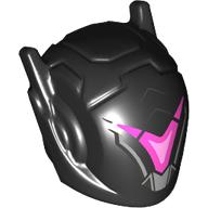 Lego Helmet with Antennae and Headphones with Dark Pink/Bright Pink Visor, Silver Markings print / Black