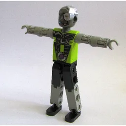 Technic Figure Cyborg, Black Legs, Purple Armour, Mechanical Arms, Dark Gray Head, Cyborg Eyepiece / [No Color/Any Color]