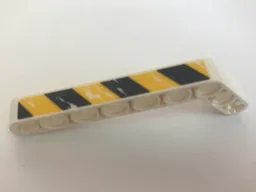 Technic, Liftarm, Modified Bent Thick 1 x 9 (7 - 3) with Worn Black and Yellow Danger Stripes Pattern (Sticker) - Set 44014