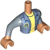 Lego Minidoll Torso Man with Sand Blue Jacket, Bright Light Yellow Shirt, Paw print, Nougat Arms and Hands / Nougat
