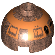 Lego Brick Round 2 x 2 Dome Top, Blocked Open Stud, Bottom Axle Holder with Copper Astromech Droid Print (R4-G9)