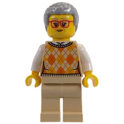 Tan Torso, Tan Legs, Light Bluish Grey Hair, Red Glasses