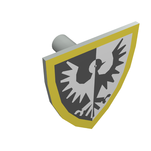 Lego Shield Triangular with Black Falcon and Yellow Border Print / Light Gray