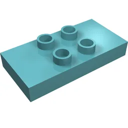 Duplo Plate 2 x 4 x 1/2 with 4 Center Studs [Thick] / Light Turquoise