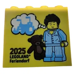 Brick 2 x 4 x 3 with 'LEGOLAND Feriendorf 2025' Print / Yellow