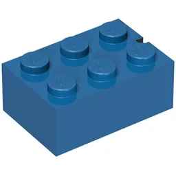 Brick 2 x 3 without Bottom Tubes, Slotted (with 1 slot) / Blue