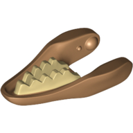 Lego Animal Body Part, Dinosaur, Raptor / Dilophosaurus Lower Jaw with Tan Teeth Print / Medium Nougat
