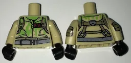 Torso Ghostbusters Jumpsuit Slimed with 'P.V.' ID Badge and Straps on Reverse Pattern / Tan Arms with Ghostbusters Pattern / Black Hands