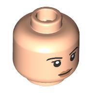 Lego Minifig Head Bella Swan, Dark Brown Eyebrows, Nougat Lips, Neutral/Smile / Light Nougat