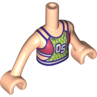 Lego Minidoll Torso Girl with Coral/Lime Top with 05 print, Light Nougat Arms and Light Nougat Hands / Light Nougat