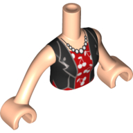 Lego Minidoll Torso Woman Black Jacket, Red Dress, Pearl Necklace print with Light Nougat Hands / Light Nougat