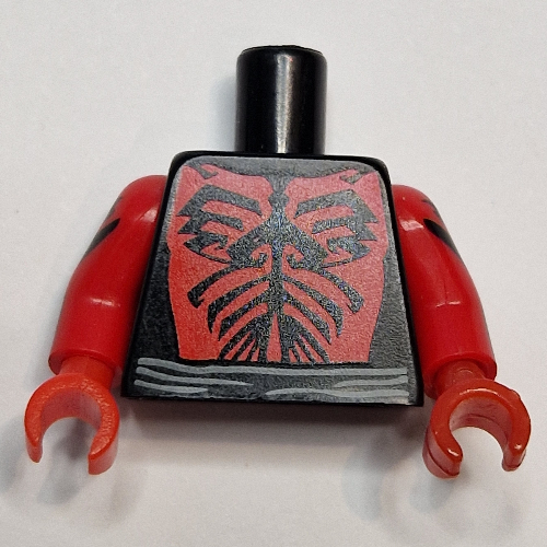 Lego Torso Bare Chest with Red and Black Marking Print (Darth Maul), Red Arms and Hands with Black Marking Print / Black