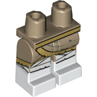 Lego Hips with Dark Tan Legs and White Boots Pattern with Gold Belt, Skirt Hem and Legs Wrappings Print / Dark Tan