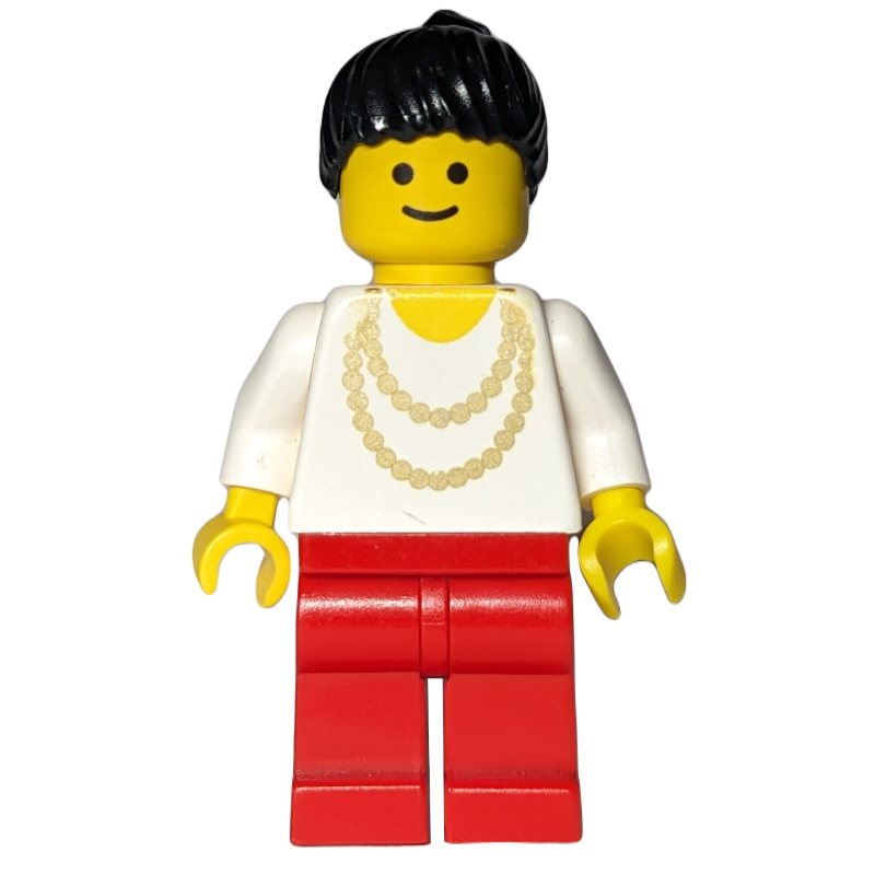 Lego Woman - White Torso, Yellow Necklace, Red Legs